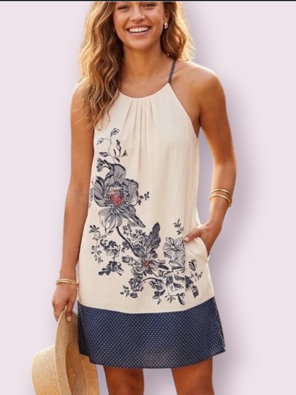 Anthropologie Floreat Sava Silk Halter Dress Floral Neutral Sleeveless Size 4